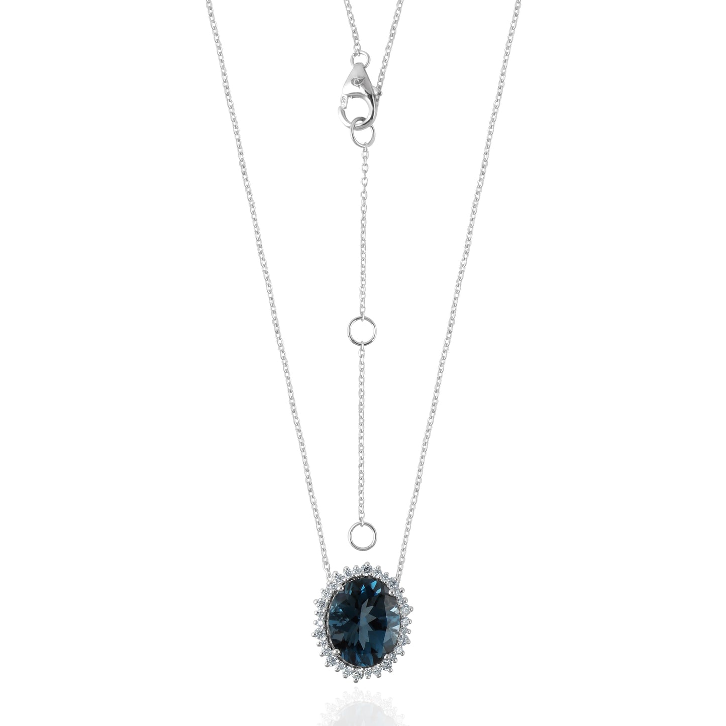 Reverie Blue Topaz & Diamond Pendant in White