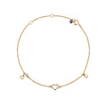 Three Heart Chain Bracelet 18kt Gold With Diamond & Blue Sapphire Beads