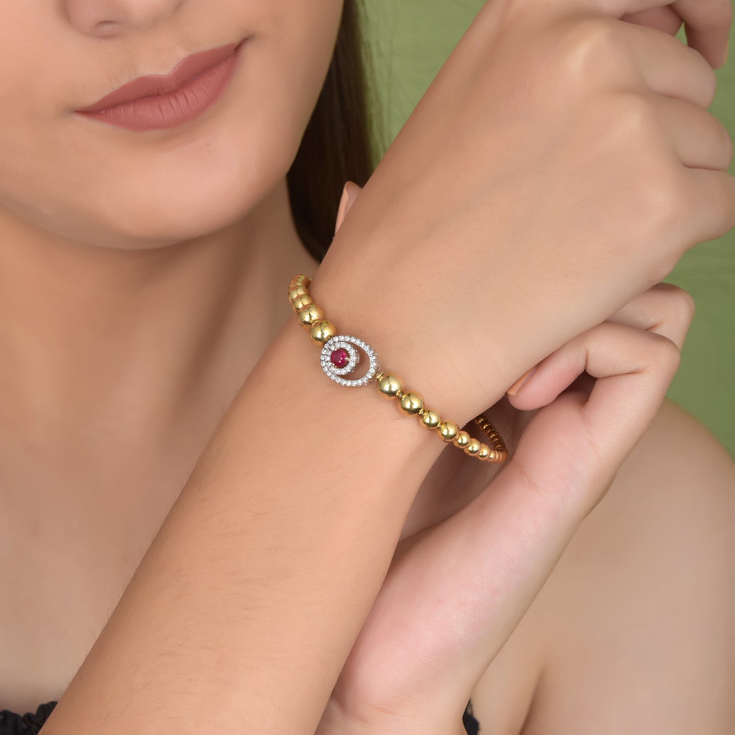 Verdant Grace Ruby Bangle
