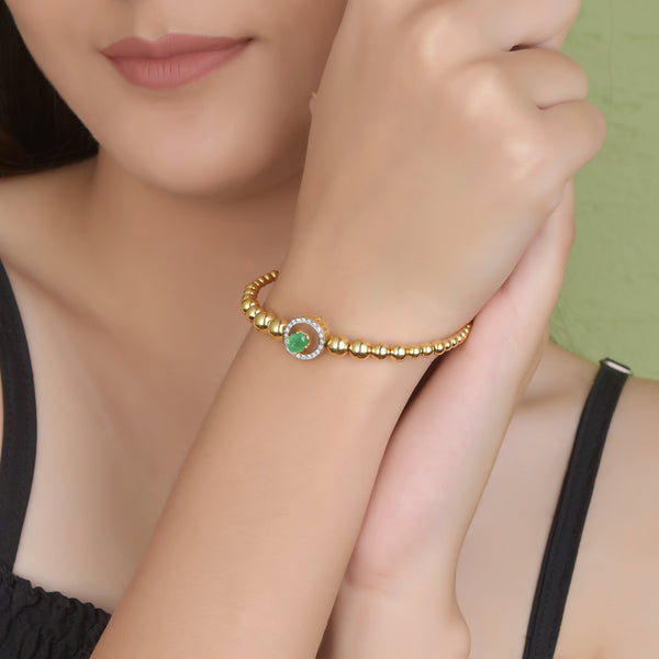 Bloom Emerald Bangle in Silver