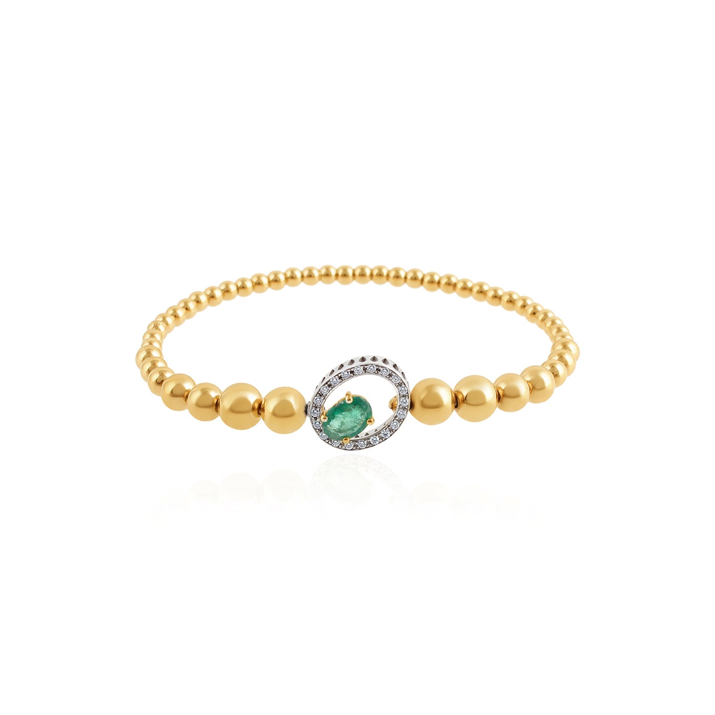 Bloom Emerald Bangle in Silver
