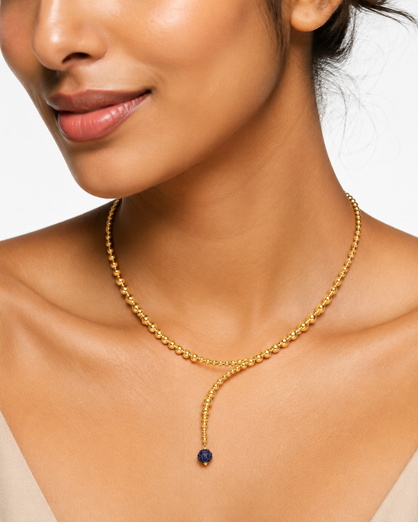 Cascade Sapphire & Diamond Necklace in Yellow Gold