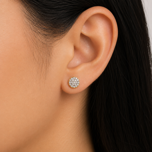 Forever Gold Disc Earrings with Diamonds