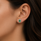 18k Rose gold with emerald and diamond stud earring