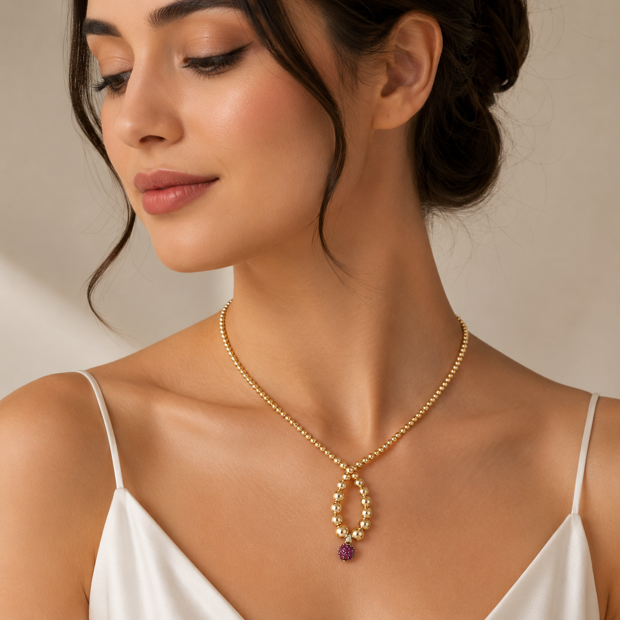 Ruby Dewdrop Necklace