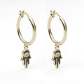 Iqra 14Kt Gold Evil Eye Earring With Diamond