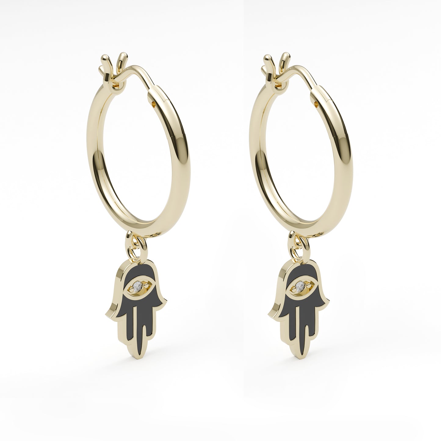 Iqra 14Kt Gold Evil Eye Earring With Diamond