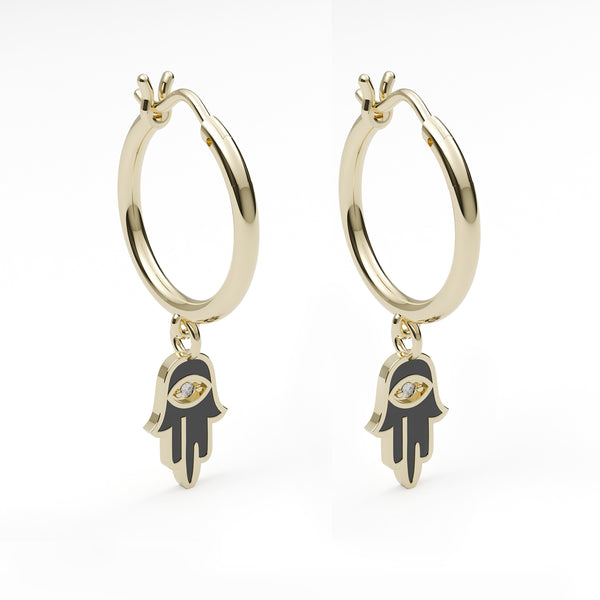 Iqra 14Kt Gold Evil Eye Earring With Diamond