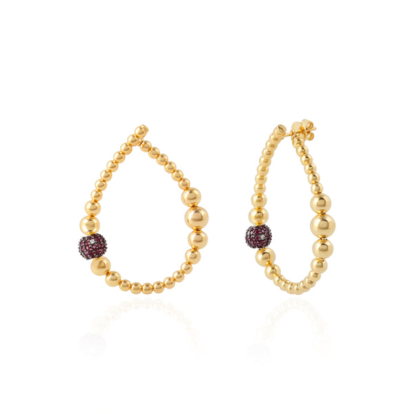 Bloom Ruby & Diamond Earring in Yellow Gold