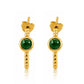 Beaded Hoop Earrings Gold with Emerald