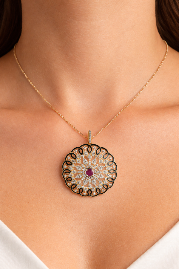 Bright Diamond & Gem Stone Pendant