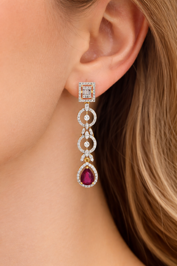 Sophisticated Diamond & Gem stone Earring