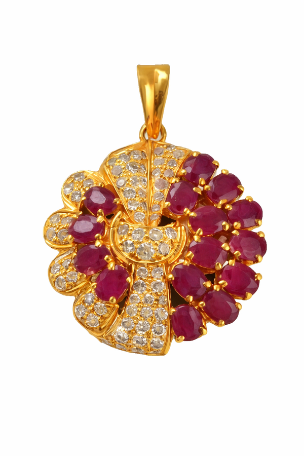Radiant Diamond & Gem Stone Pendant