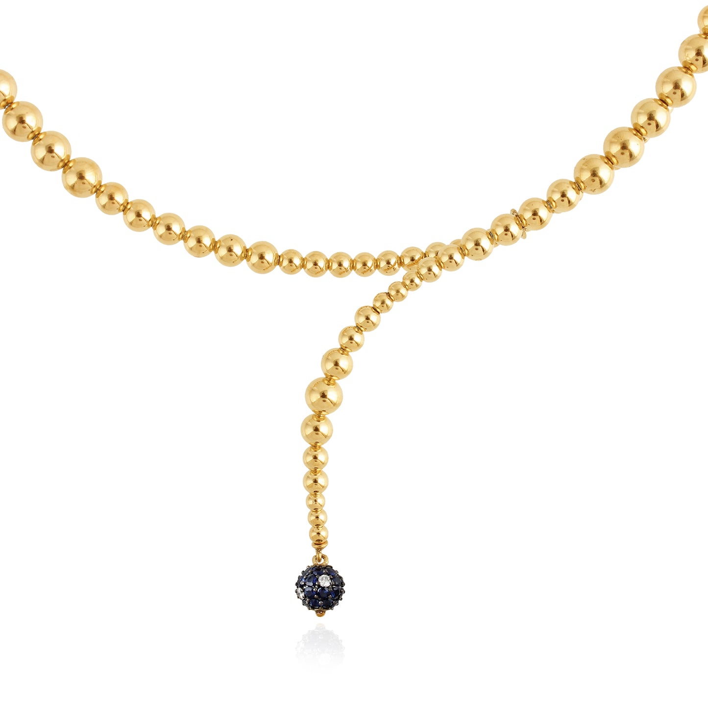 Cascade Sapphire & Diamond Necklace in Yellow Gold