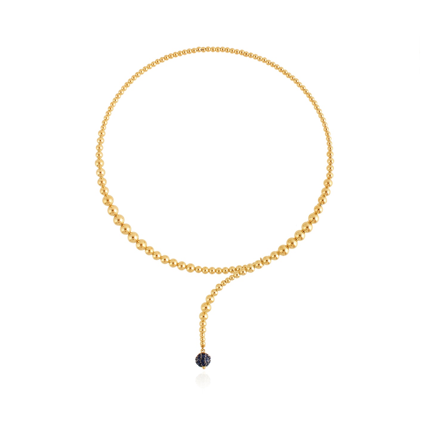 Cascade Sapphire & Diamond Necklace in Yellow Gold