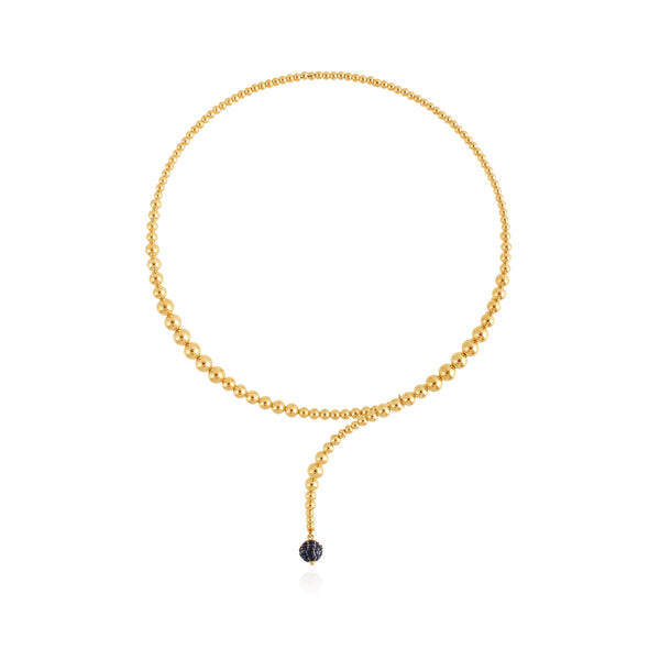 Cascade Sapphire & Diamond Necklace in Yellow Gold