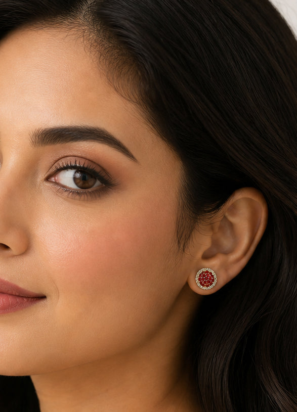 Brimming Earrings Gold with Ruby & Diamonds