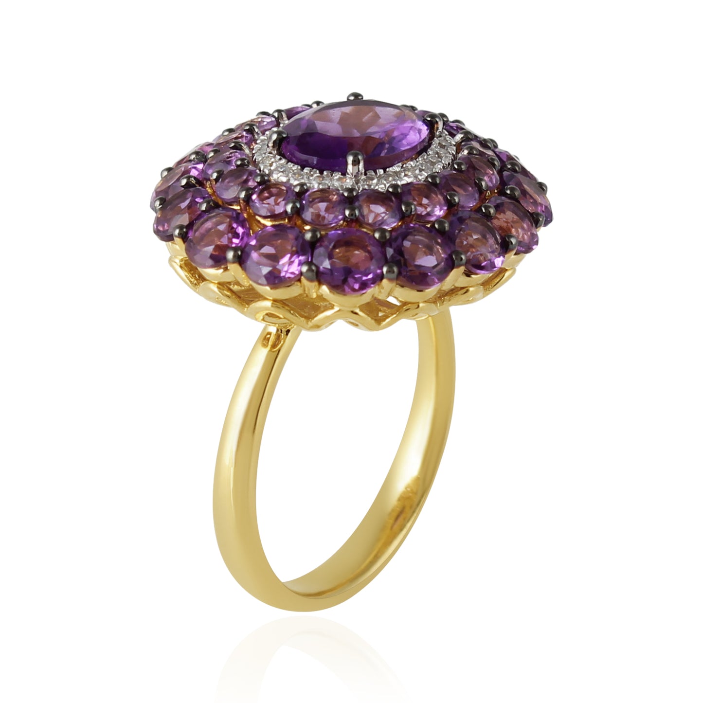 18Kt Yellow Gold With Peridot & Diamond Cocktail Wedding Ring