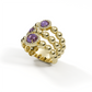 Sterling Silver Blossom Wide Ring with African Amethyst & American Diamond