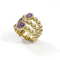 Sterling Silver Blossom Wide Ring with African Amethyst & American Diamond