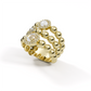 Sterling Silver Blossom Wide Ring with African Amethyst & American Diamond