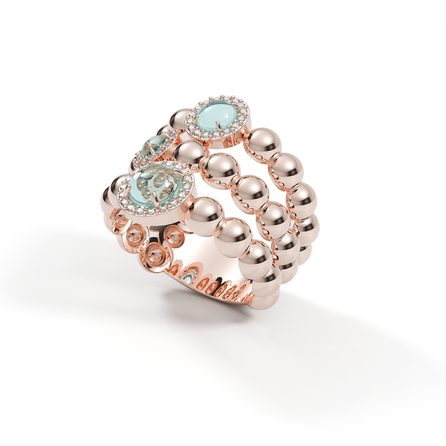 Sterling Silver Blossom Wide Ring with African Amethyst & American Diamond