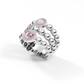 Sterling Silver Blossom Wide Ring with African Amethyst & American Diamond