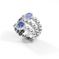 Sterling Silver Blossom Wide Ring with African Amethyst & American Diamond