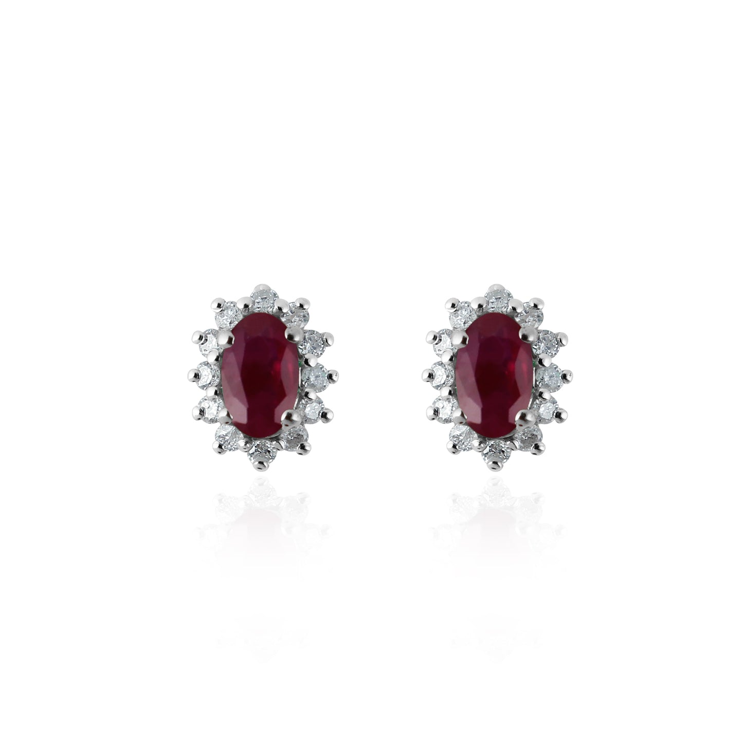 Cascade Ruby & Diamond Earring in White Gold