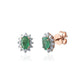 18k Rose gold with emerald and diamond stud earring