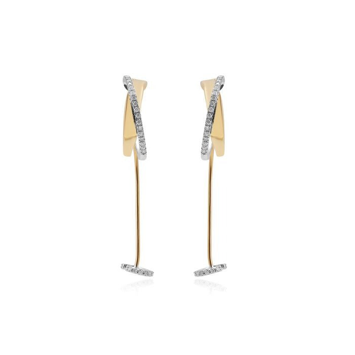 18K Two Tone Diamond Hoop Earrings