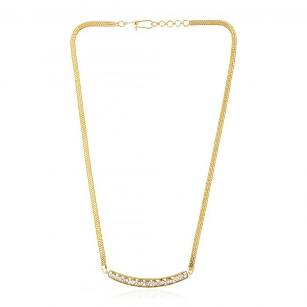 18Kt Yellow Gold Polki Diamond Bar with Smile Necklace Fine Jewellery for Women
