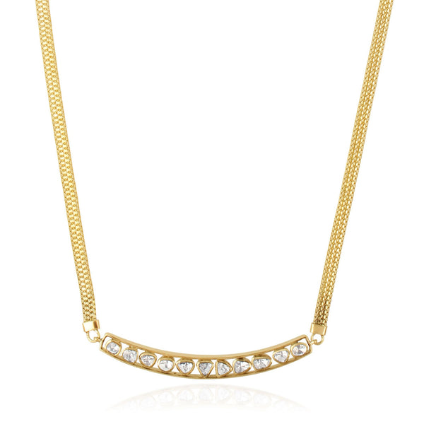 18Kt Yellow Gold Polki Diamond Bar with Smile Necklace Fine Jewellery for Women