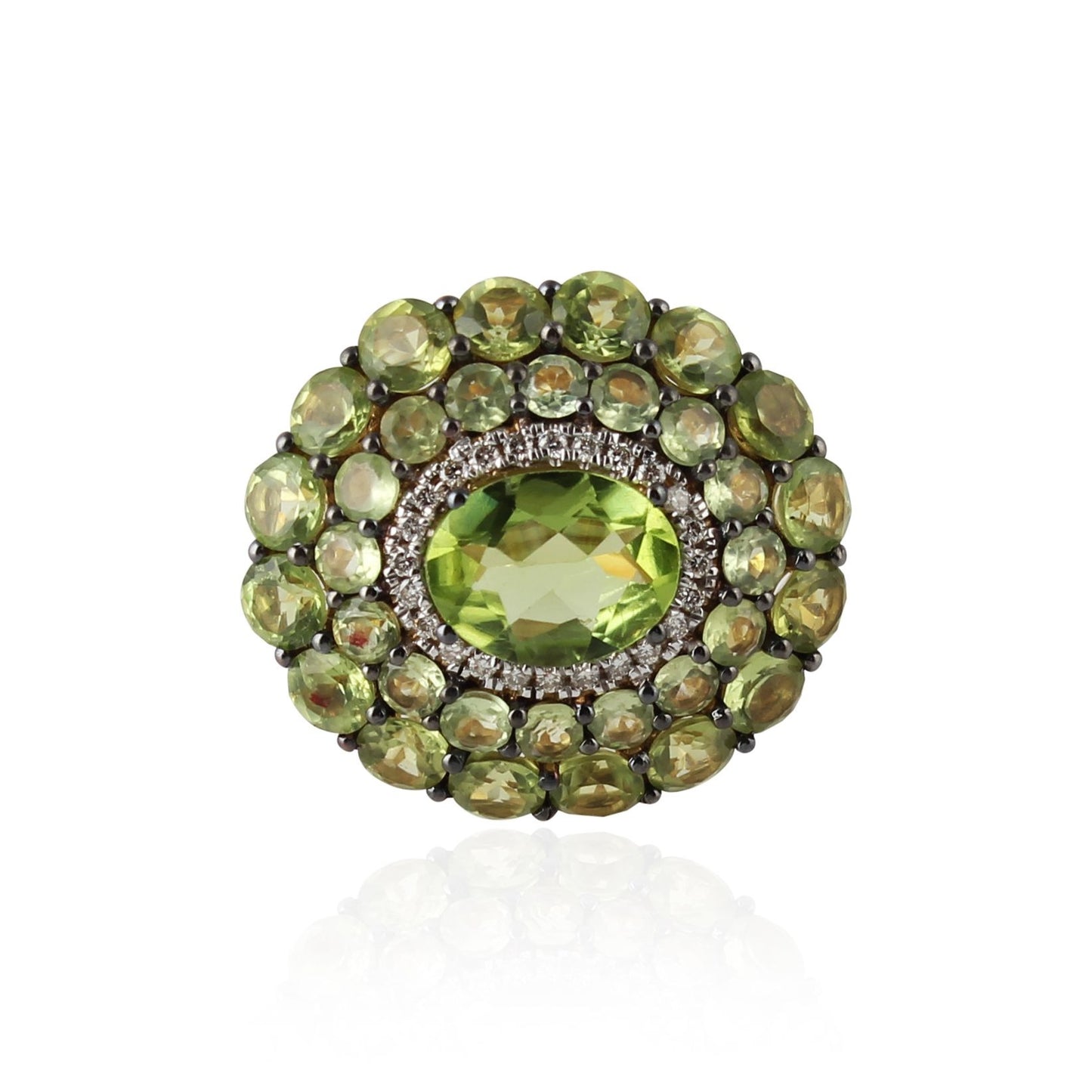 18Kt Yellow Gold With Peridot & Diamond Cocktail Wedding Ring