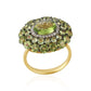 18Kt Yellow Gold With Peridot & Diamond Cocktail Wedding Ring