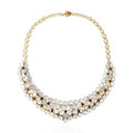 Yellow Gold Polki Diamond and Ruby Stone Wedding Jewellery Necklace Set for Women