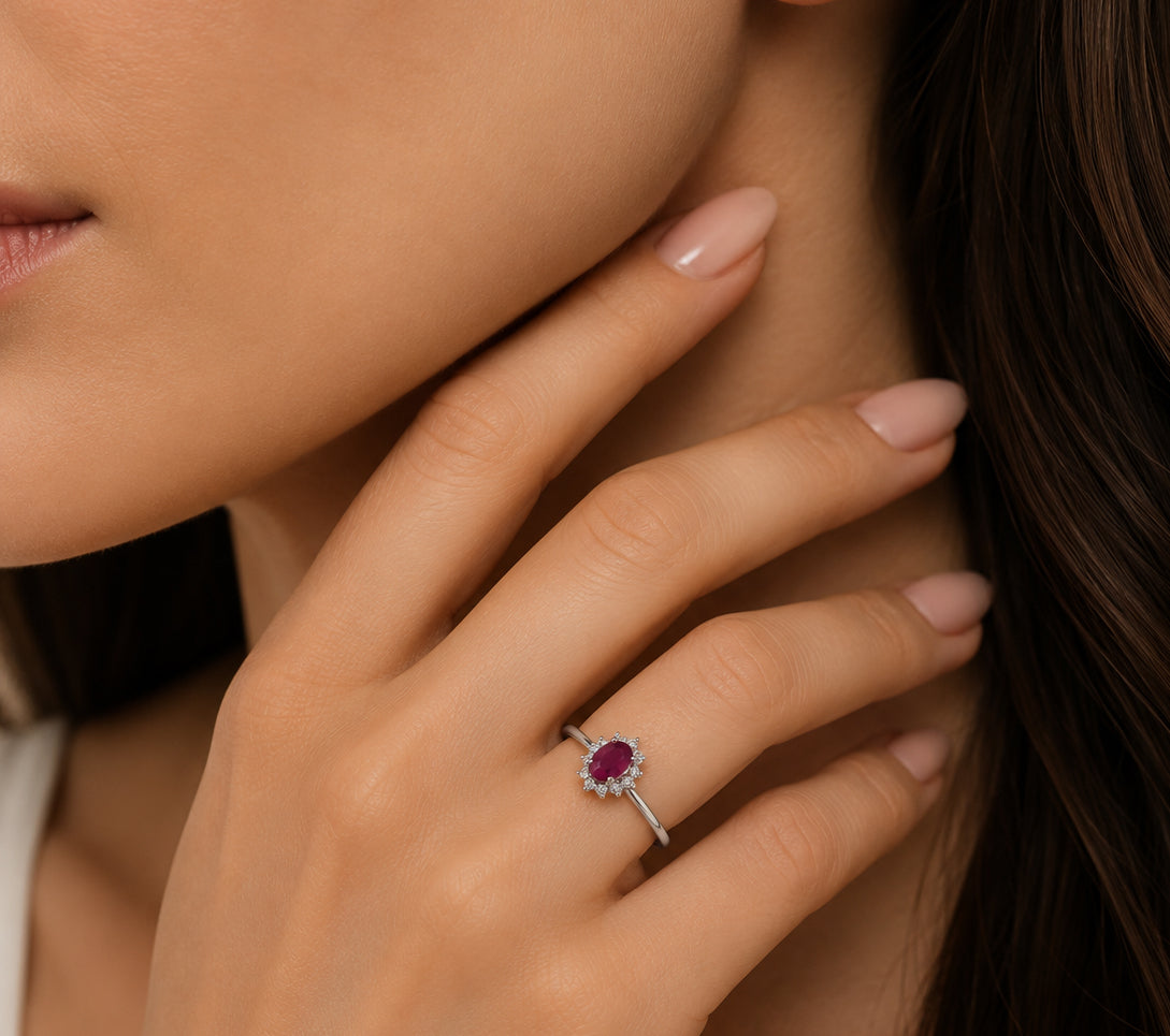 Ardor Ruby & Diamond Ring in White Gold